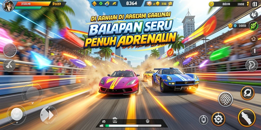 Gameplay intens dengan balapan seru dari 8364.
