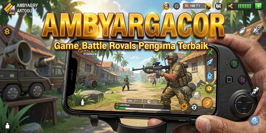 Screenshot gameplay AMBYARGACOR menunjukkan aksi seru di medan perang Battle Royale.