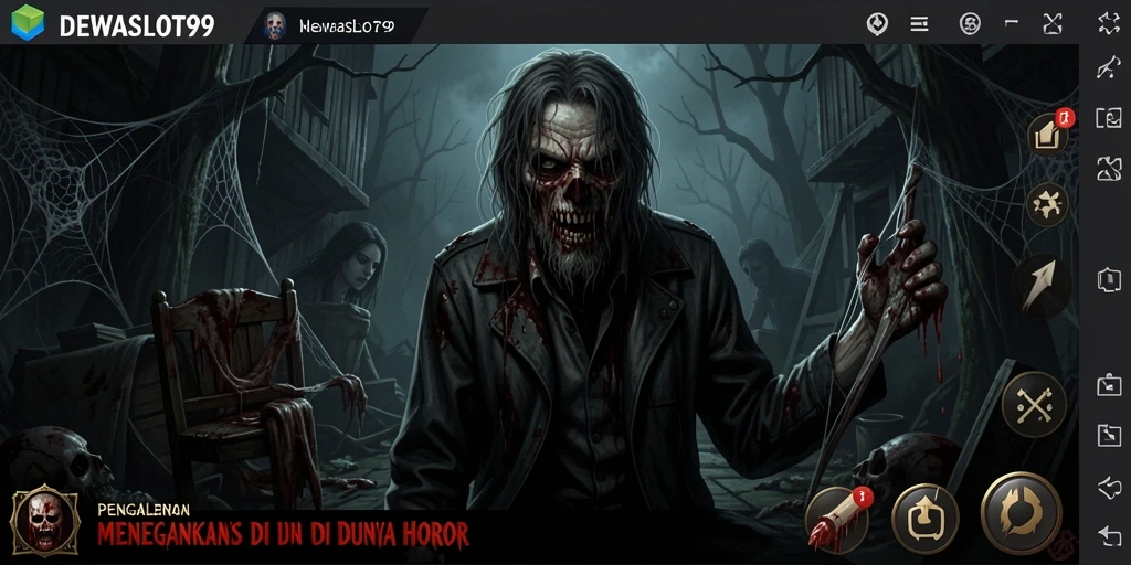 Screenshot gameplay DEWASLOT99 menampilkan suasana horor yang mencekam