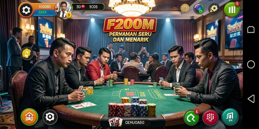 Screenshot F200M menampilkan keseruan permainan Poker online.