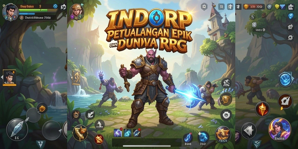 Tangkapan layar INDORP menampilkan pertempuran epik dalam tema RPG.