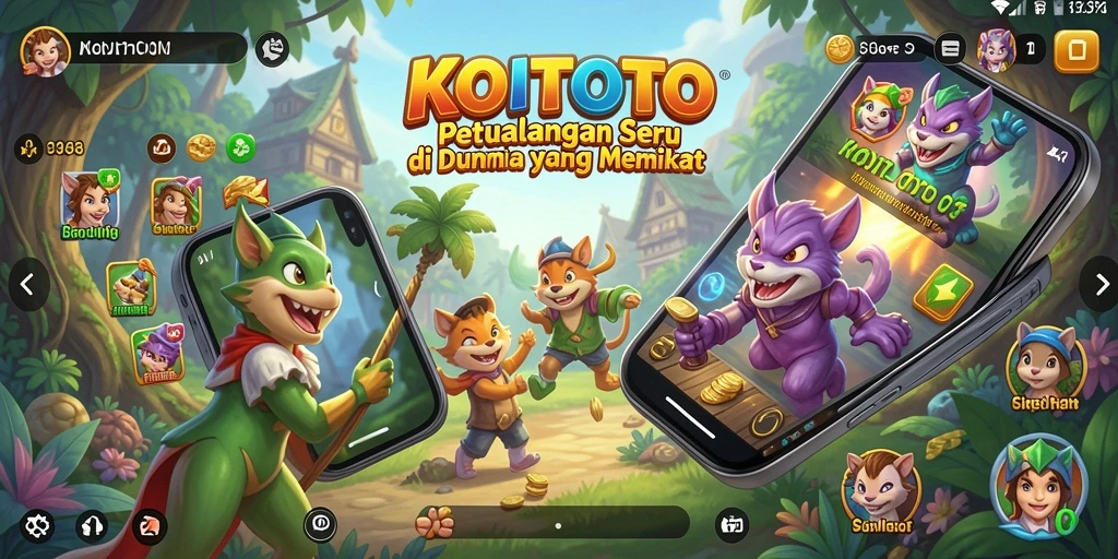 Screenshot utama KOITOTO menampilkan karakter dalam petualangan yang menegangkan di dunia fantastis.