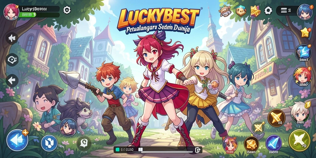 Screenshot LUCKYBEST menampilkan aksi seru karakter Anime.