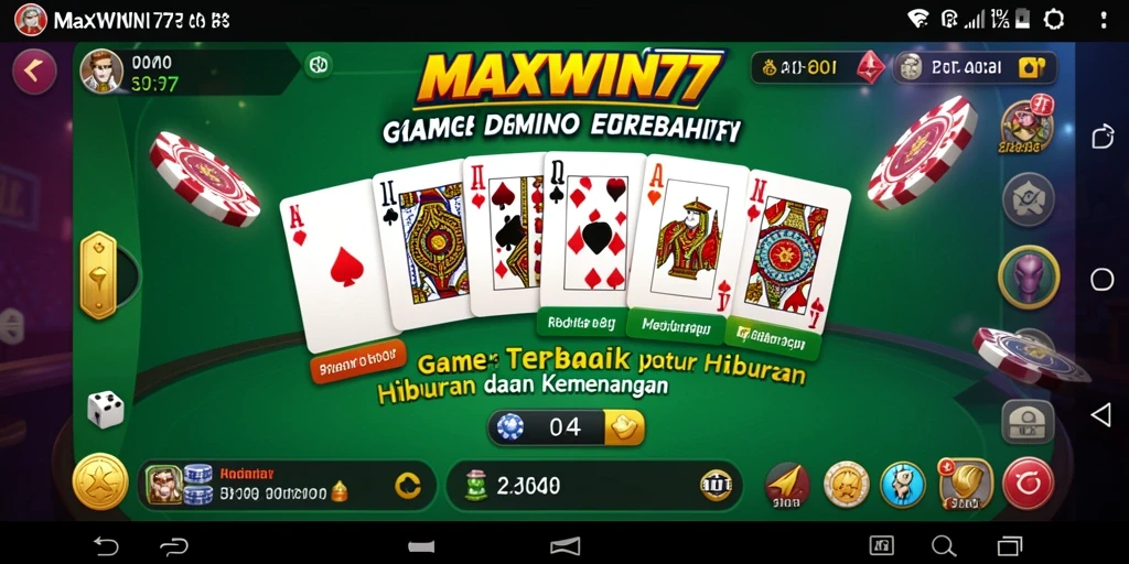 Screenshot gameplay <strong>MAXWIN77</strong> menampilkan suasana permainan Domino yang seru dan interaktif.