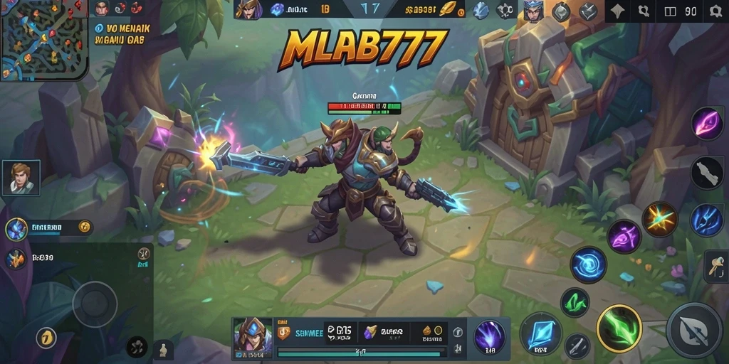 Tampilan gameplay <strong>MLBB777</strong> yang menampilkan karakter bertarung dalam mode Idle.