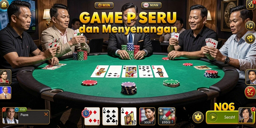 Tampilan screenshot N06 menampilkan gameplay Poker yang mendebarkan.